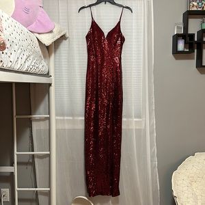 Red sequin prom dress
